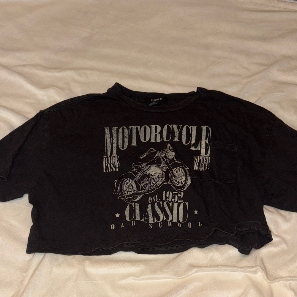 Forever 21 Black Motorcycle Graphic Tee